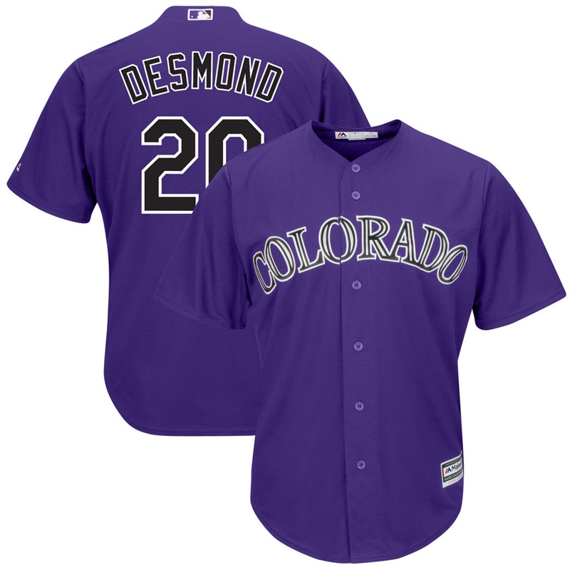 Men Colorado Rockies #20 Ian Desmond Alternate Purple Cool Base Jersey