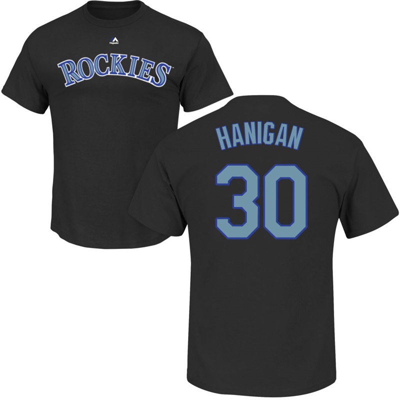 Men Colorado Rockies Ryan Hanigan #30 Black Roster Name & Number T-Shirt