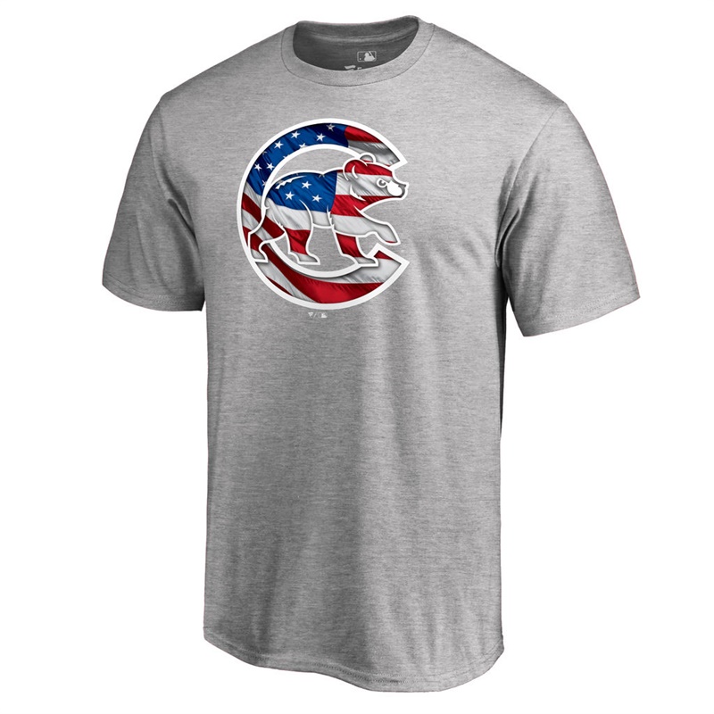 Men Chicago Cubs Big & Tall Banner Wave II Ash T-Shirt