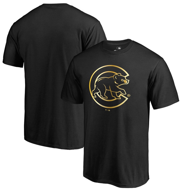 Men Chicago Cubs Black 2017 Gold Program Foil T-Shirt