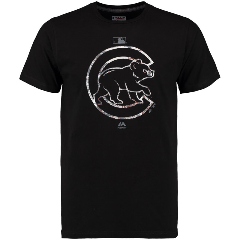 Chicago Cubs Black Clubhouse Fashion Foil T-Shirt -  Men