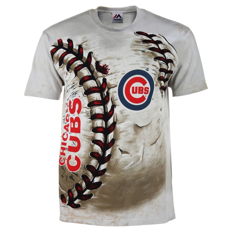 Men Chicago Cubs Hardball Tie-Dye Cream T-Shirt