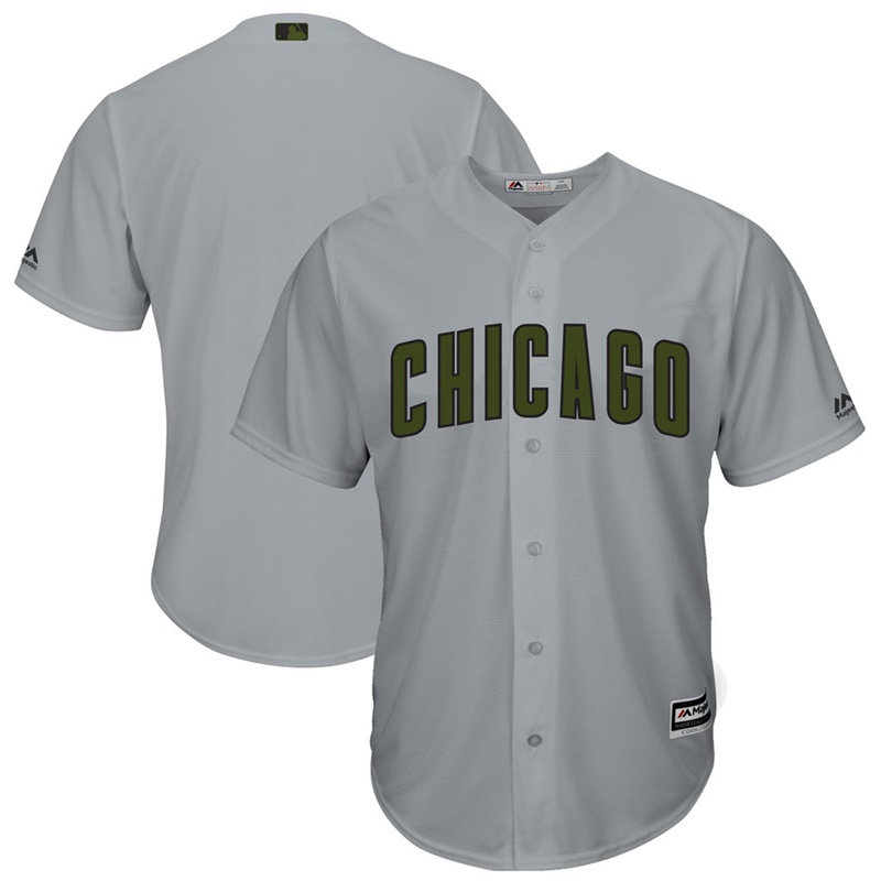 2017 Memorial Day Chicago Cubs Men Gray Cool Base Team Jersey