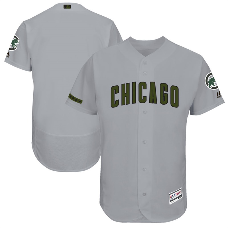 2017 Memorial Day Men Chicago Cubs Gray Flex Base Team Jersey