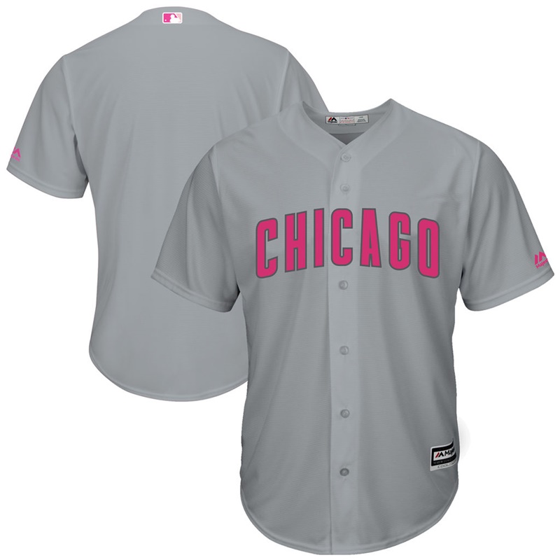 2017 Mother's Day Chicago Cubs Men Gray Cool Base Replica Jersey