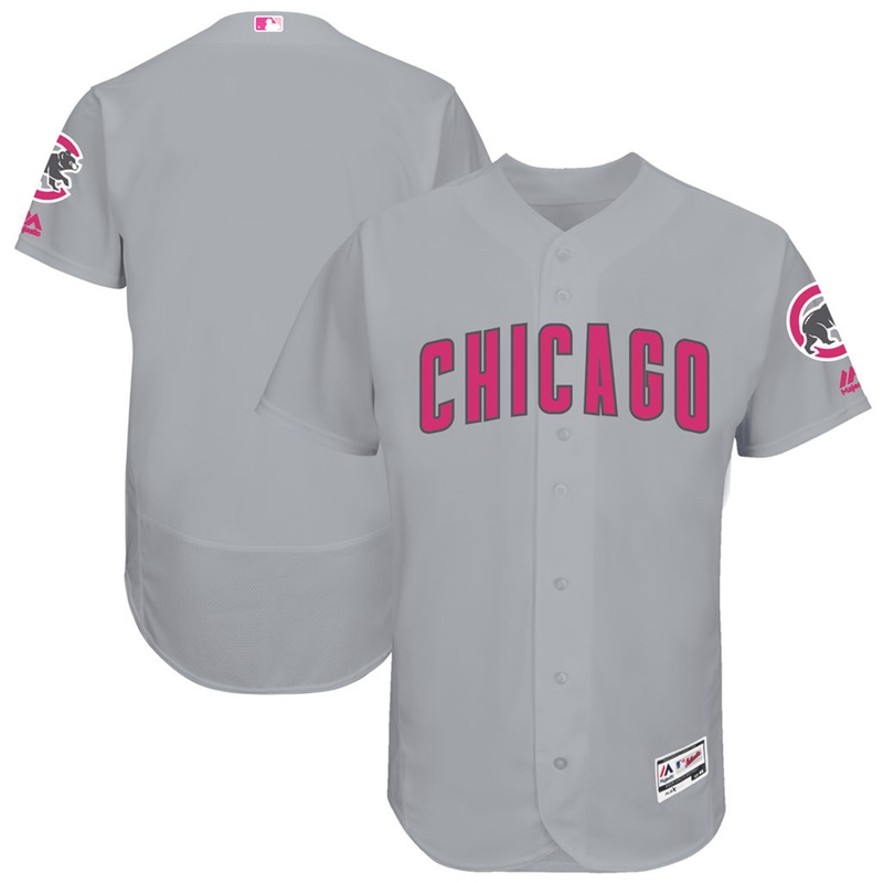 2017 Mother's Day Men Chicago Cubs Gray Flex Base Team Jersey