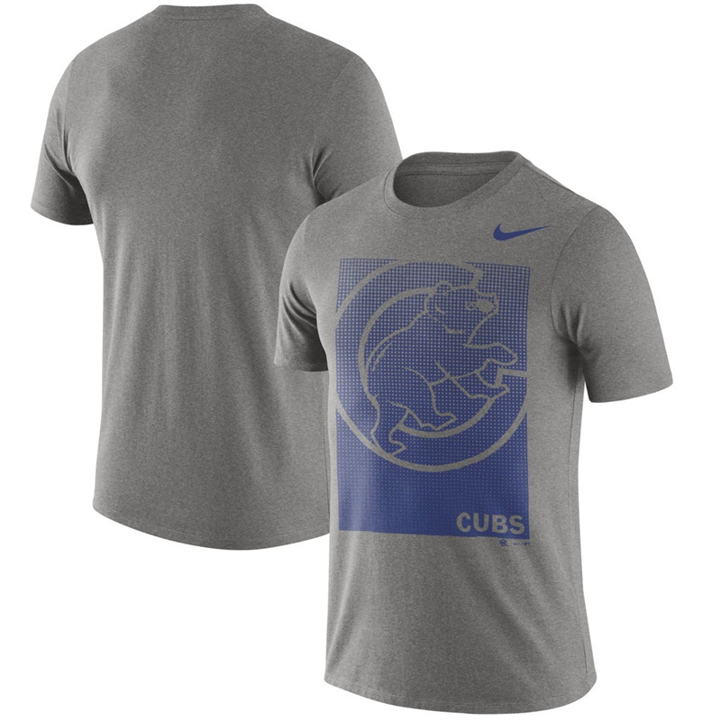 Men Chicago Cubs Heathered Gray Fade T-Shirt