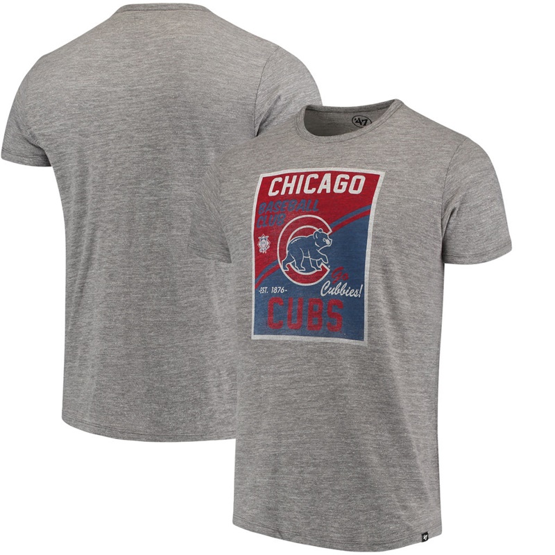 Chicago Cubs Heathered Gray Tri-Blend State T-Shirt- Men