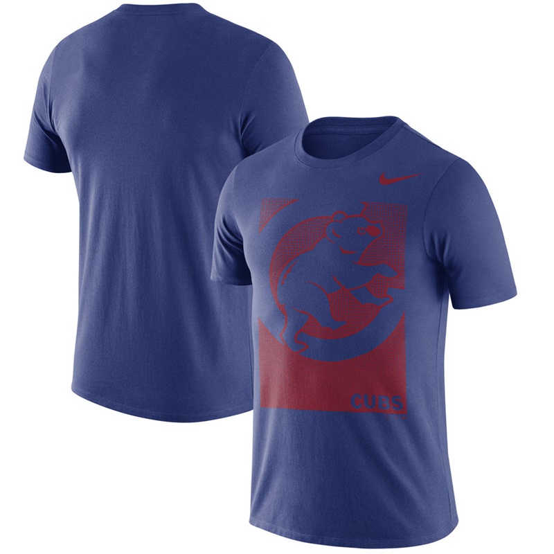 Men Chicago Cubs Royal Fade T-Shirt