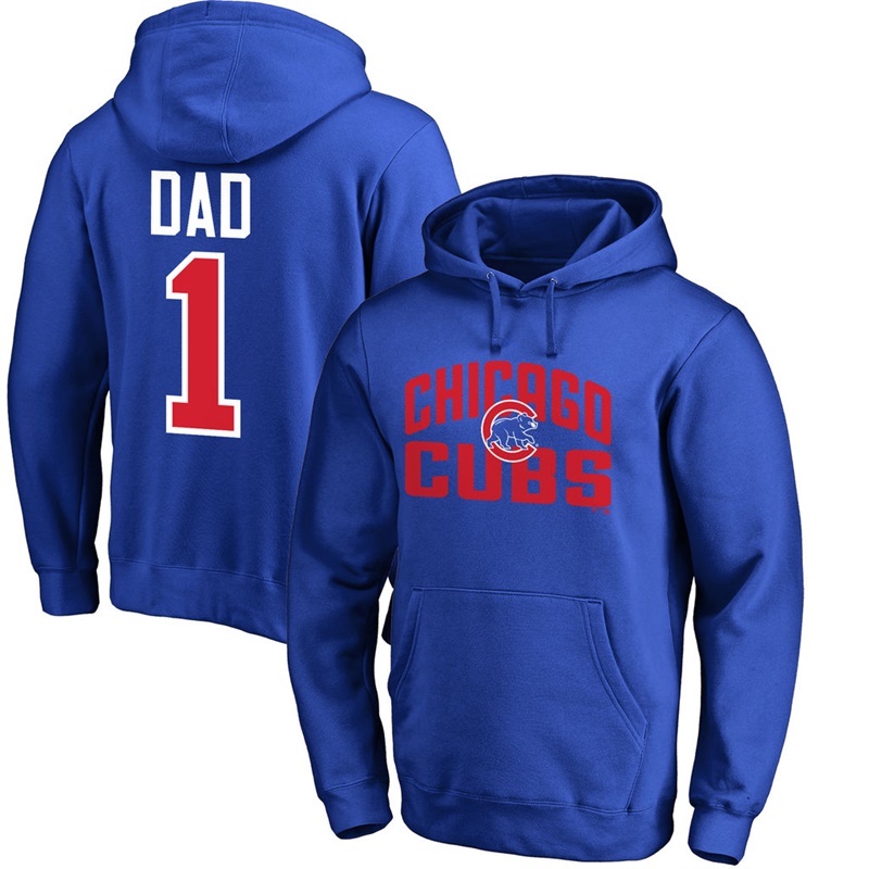 Men Chicago Cubs Royal Father's Day Dad #1 Pullover Hoodie