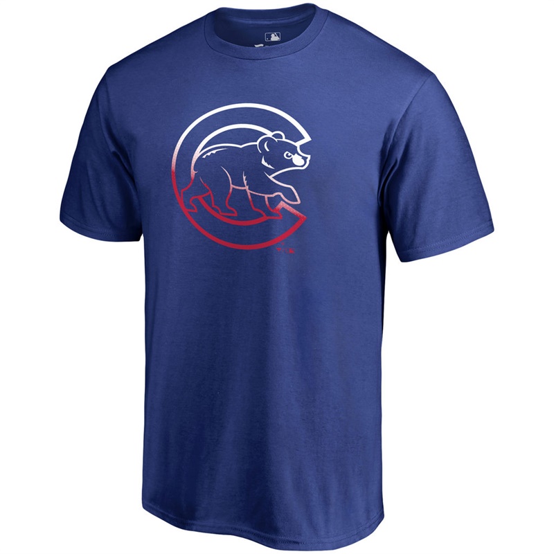 Men Chicago Cubs Royal Gradient Logo T-Shirt