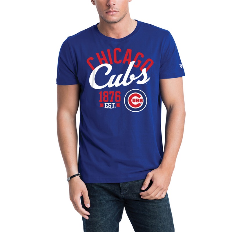 Men Chicago Cubs Royal Script Jersey T-Shirt