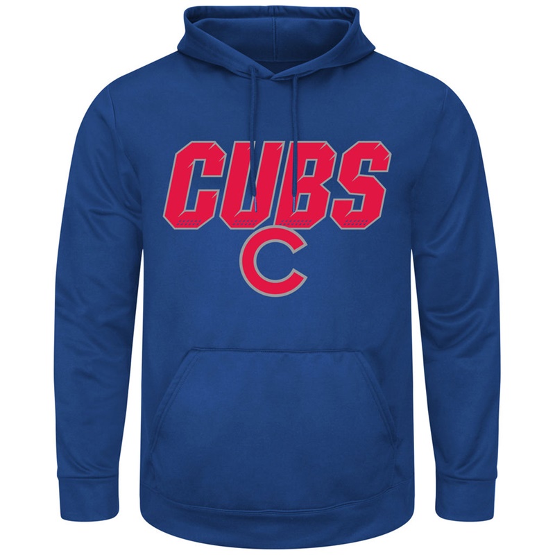 Men Chicago Cubs Royal Synthetic Fleece Pullover Hoodie