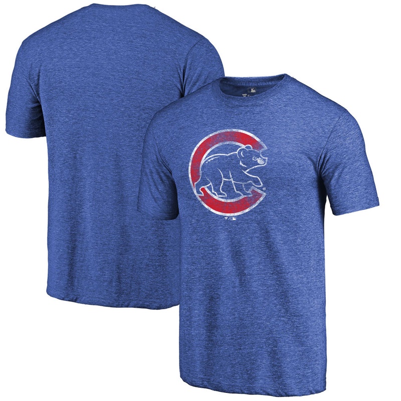 Men Chicago Cubs Tri-Blend Distressed Team Royal T-Shirt