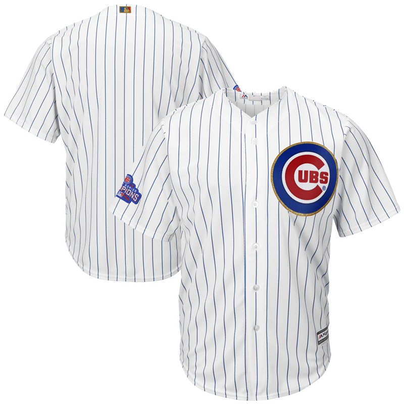 Men Chicago Cubs White 2017 Gold Program Replica Team Jersey