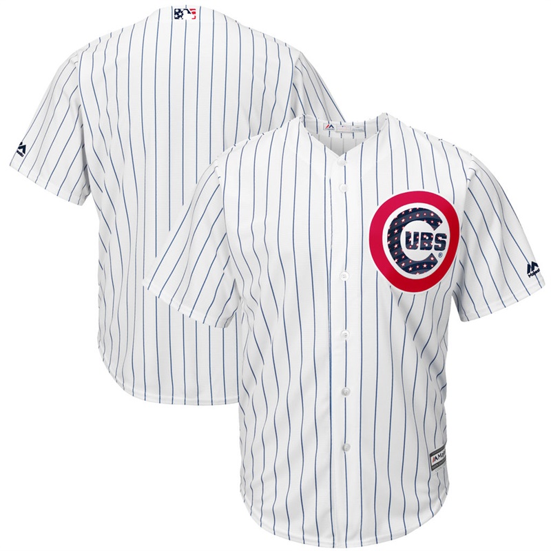 Men Chicago Cubs Independence Day White 2017 Stars & Stripes Cool Base Team Jersey