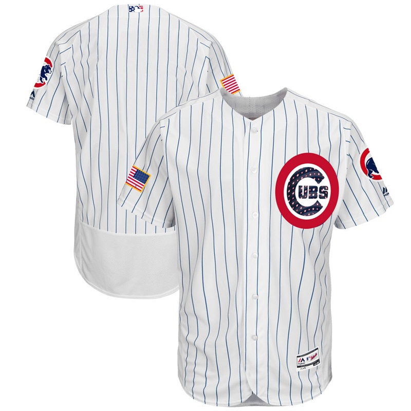 Independence Day Men Chicago Cubs White 2017 Stars & Stripes Flex Base Team Jersey