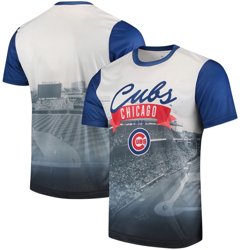 Chicago Cubs White Outfield Photo T-Shirt -  Men