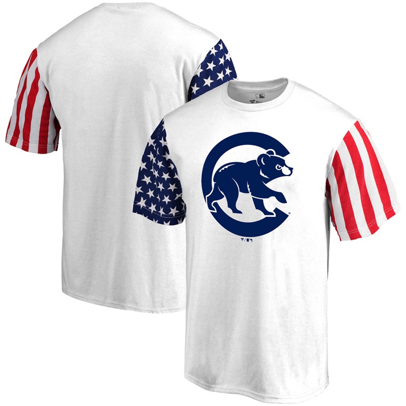 Chicago Cubs White Stars & Stripes T-Shirt -  Men