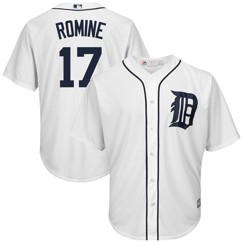 Men Andrew Romine #17 Detroit Tigers Replica Home White Cool Base Jersey