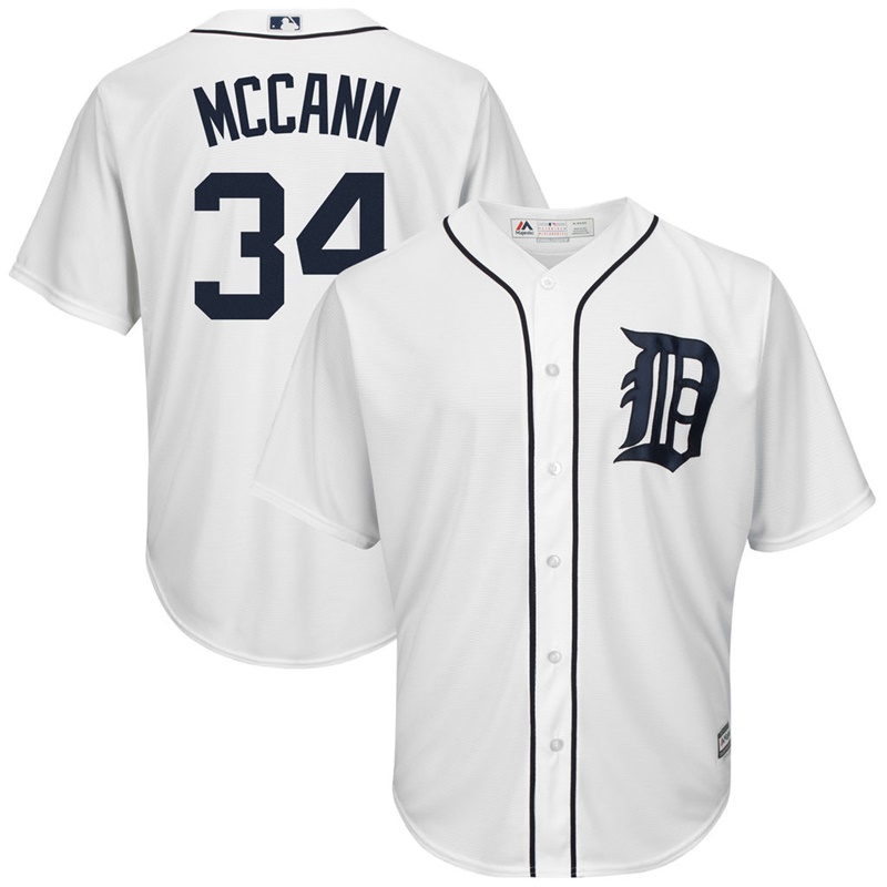 Men Detroit Tigers #34 James McCann Home White Cool Base Jersey