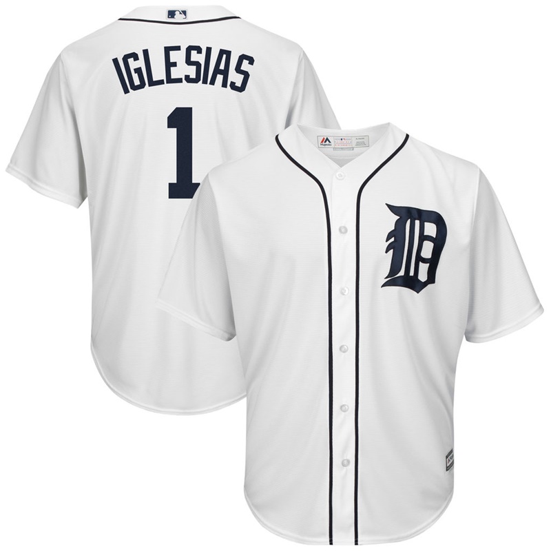 Men Detroit Tigers #1 Jose Iglesias Home White Cool Base Jersey