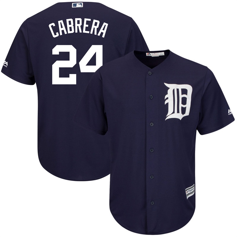 Men Detroit Tigers #24 Miguel Cabrera Fashion Replica Navy Cool Base Jersey