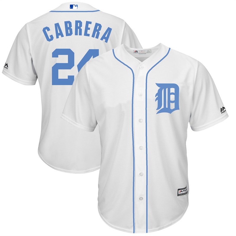 Men 2017 Father's Day Detroit Tigers #24 Miguel Cabrera White Cool Base Jersey