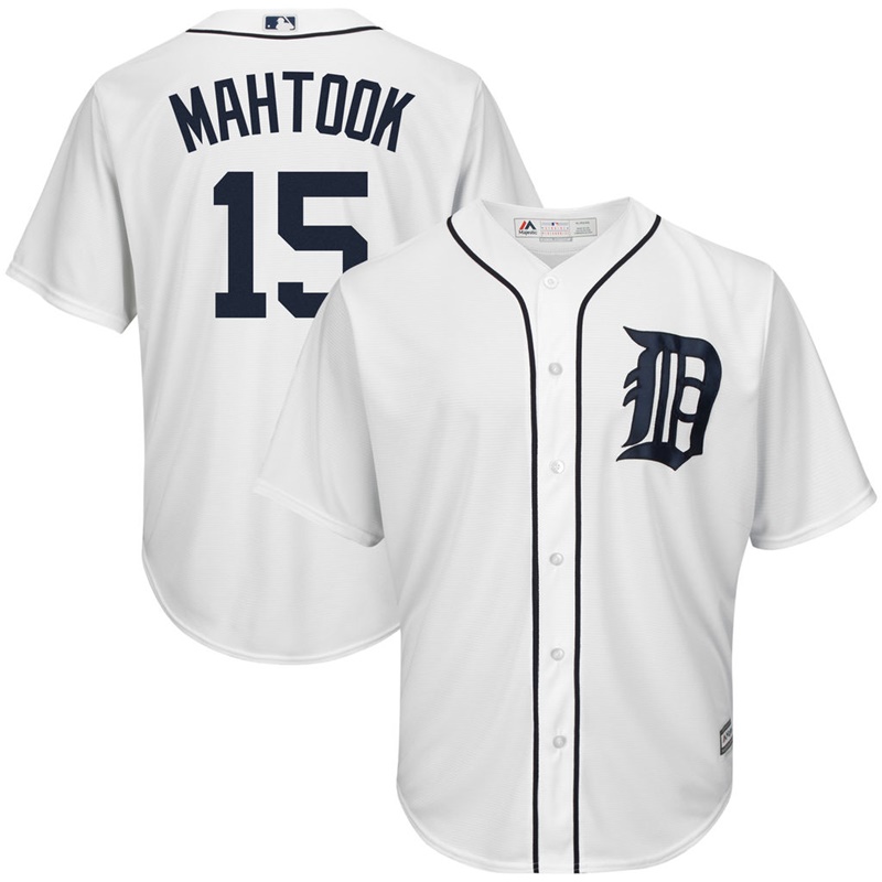 Men Mikie Mahtook #15 Detroit Tigers Home White Cool Base Jersey