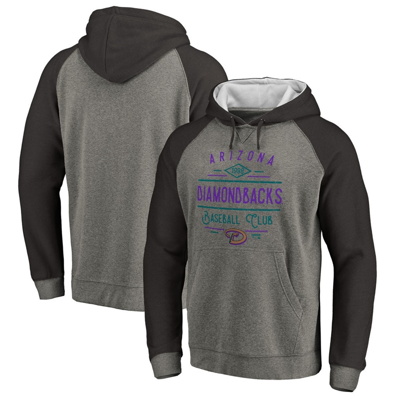 Men Arizona Diamondbacks Ash Tri-blend Doubleday Raglan Pullover Hoodie