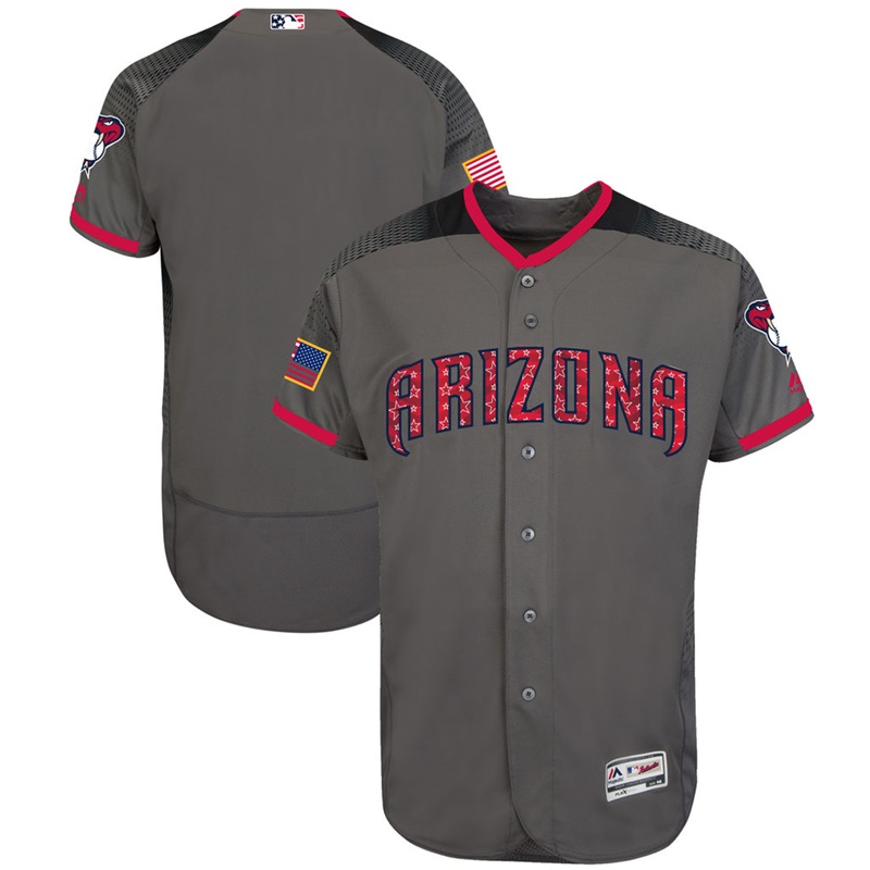 Independence Day Men Arizona Diamondbacks Gray 2017 Stars & Stripes Flex Base Team Jersey