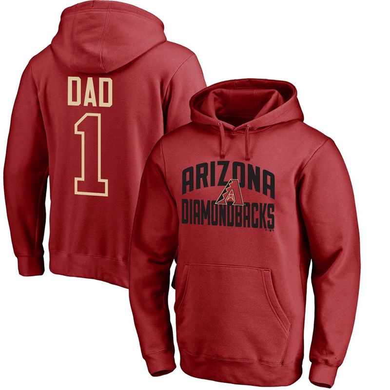 Men Arizona Diamondbacks Red Father's Day Dad #1 Pullover Hoodie