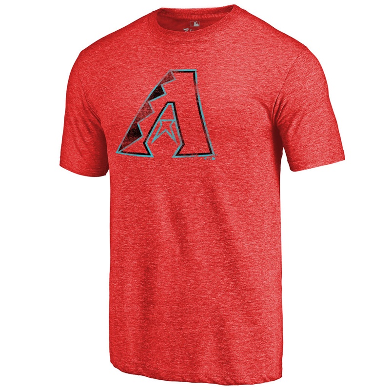 Men Arizona Diamondbacks Tri-Blend Distressed Team Red T-Shirt