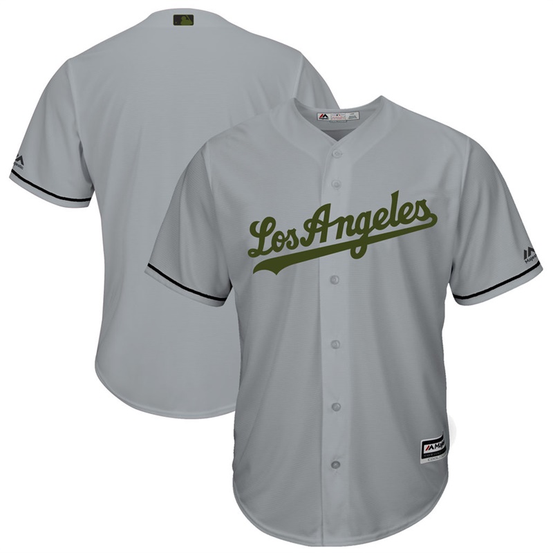 2017 Memorial Day Los Angeles Dodgers Men Gray Cool Base Team Jersey