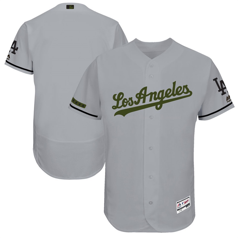 2017 Memorial Day Men Los Angeles Dodgers Gray Flex Base Team Jersey