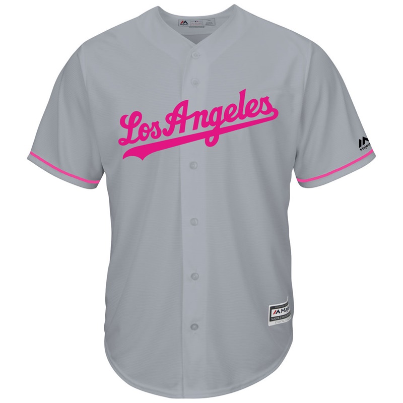 2017 Mother's Day Los Angeles Dodgers Men Gray Cool Base Replica Jersey