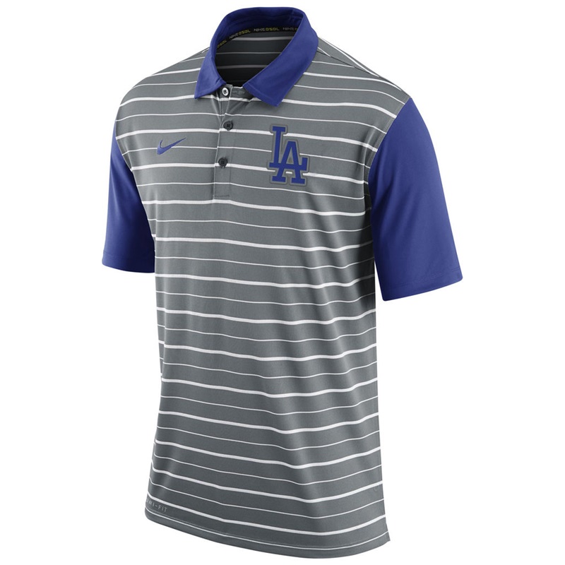 Men Los Angeles Dodgers Gray Dri-FIT Stripe Polo Shirt