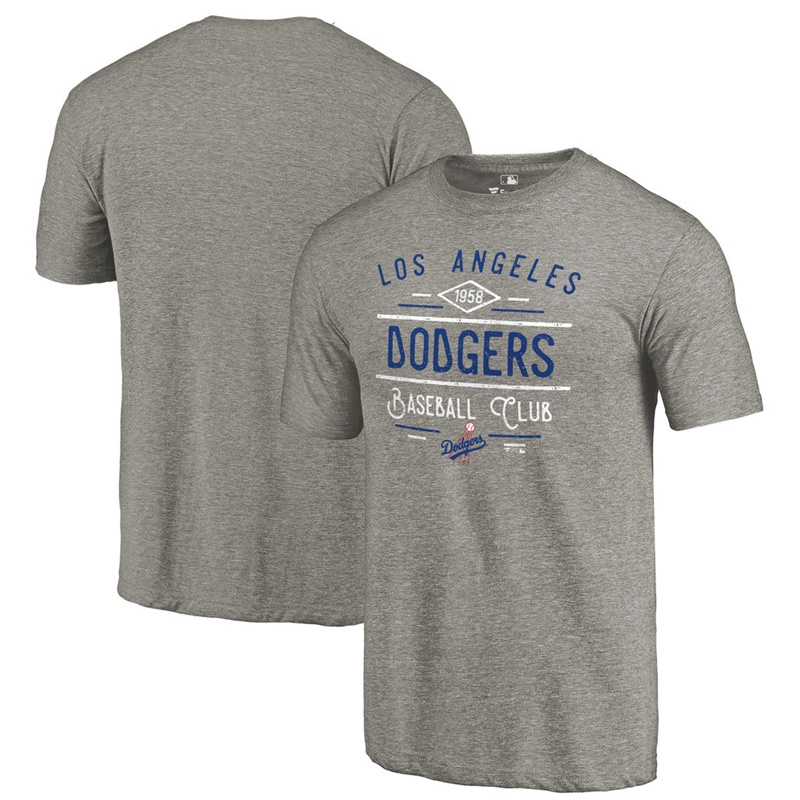 Los Angeles Dodgers Gray Tri-Blend Doubleday T-Shirt - Men