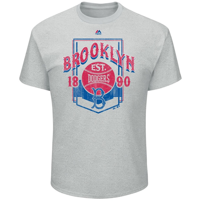 Men Brooklyn Dodgers Gray Vintage Style T-Shirt