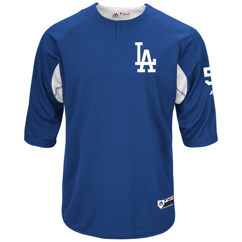 Men Los Angeles Dodgers Corey Seager On-Field 3/4-Sleeve Player Batting Practice Jersey- Royal & White