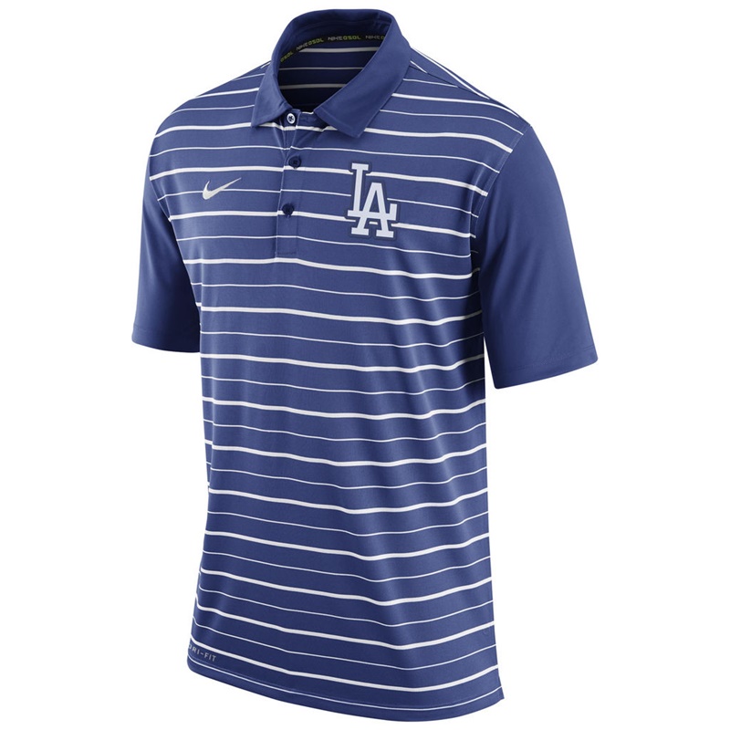 Men Los Angeles Dodgers Royal Dri-FIT Stripe Polo Shirt