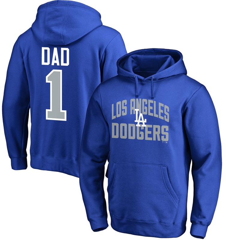 Men Los Angeles Dodgers Royal Father's Day Dad #1 Pullover Hoodie