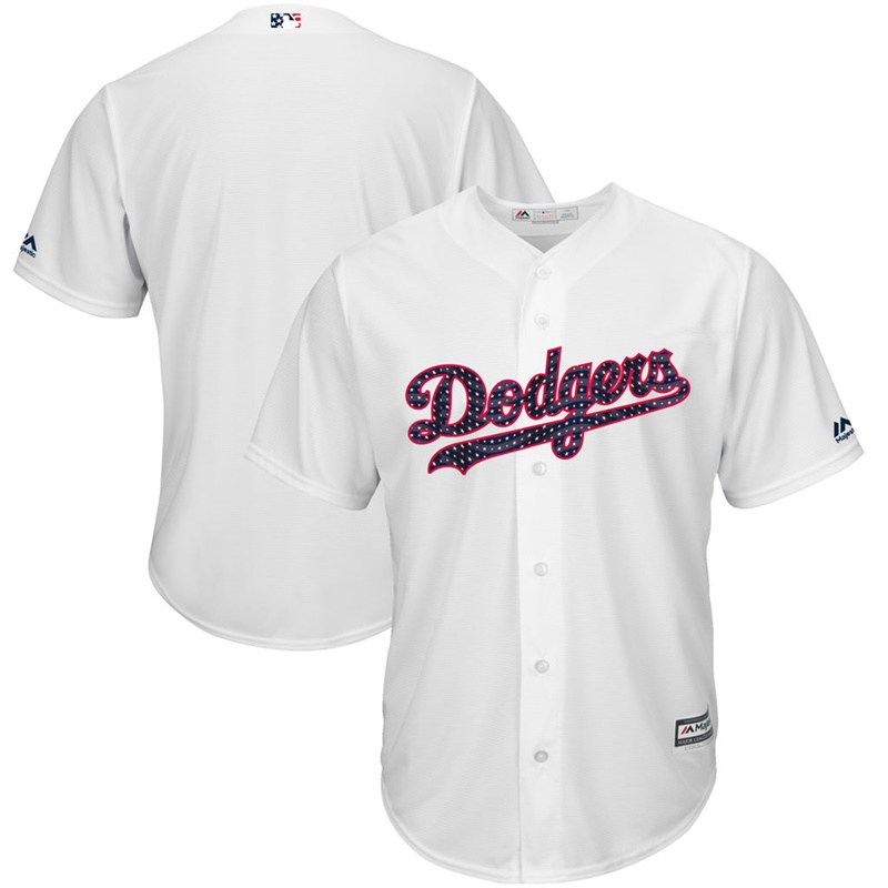 Men Los Angeles Dodgers Independence Day White 2017 Stars & Stripes Cool Base Team Jersey