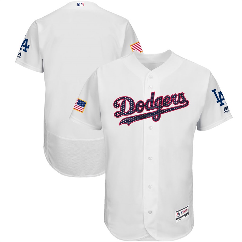 Independence Day Men Los Angeles Dodgers White 2017 Stars & Stripes Flex Base Team Jersey