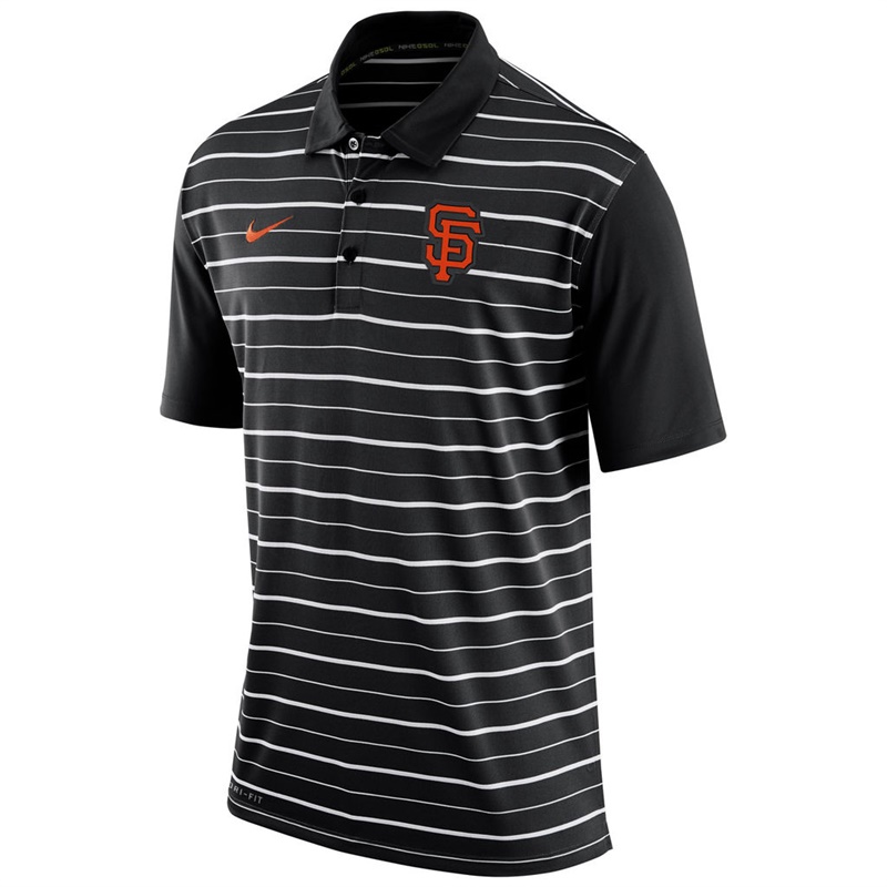 Men San Francisco Giants Black Dri-FIT Stripe Polo Shirt