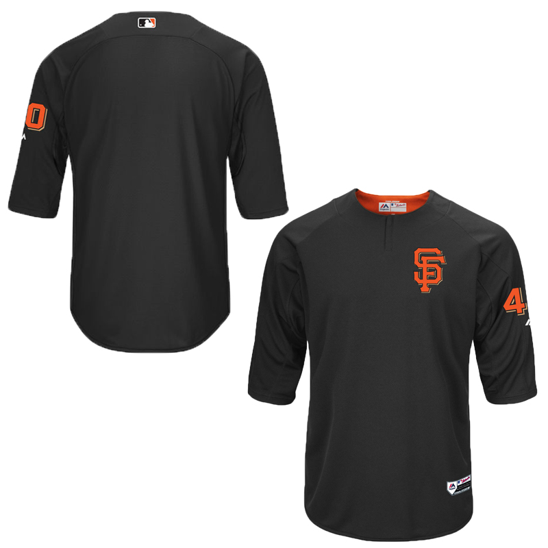 Men San Francisco Giants Madison Bumgarner On-Field 3/4-Sleeve Player Batting Practice Jersey -  Black