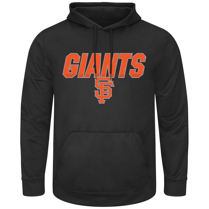 Men San Francisco Giants Black Synthetic Fleece Pullover Hoodie