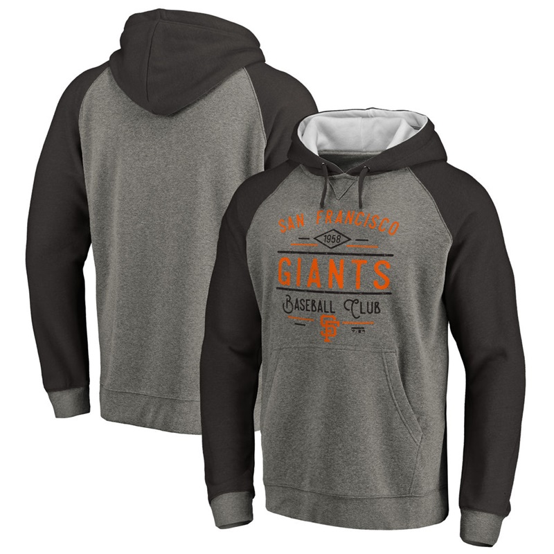 Men San Francisco Giants Ash Tri-blend Doubleday Raglan Pullover Hoodie