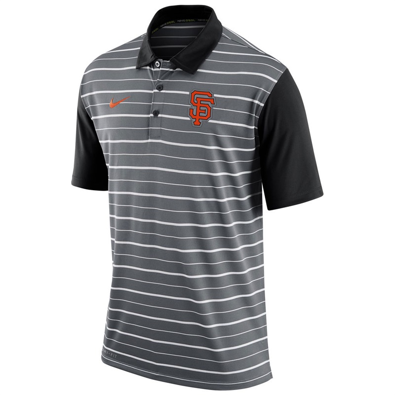 Men San Francisco Giants Gray Dri-FIT Stripe Polo Shirt