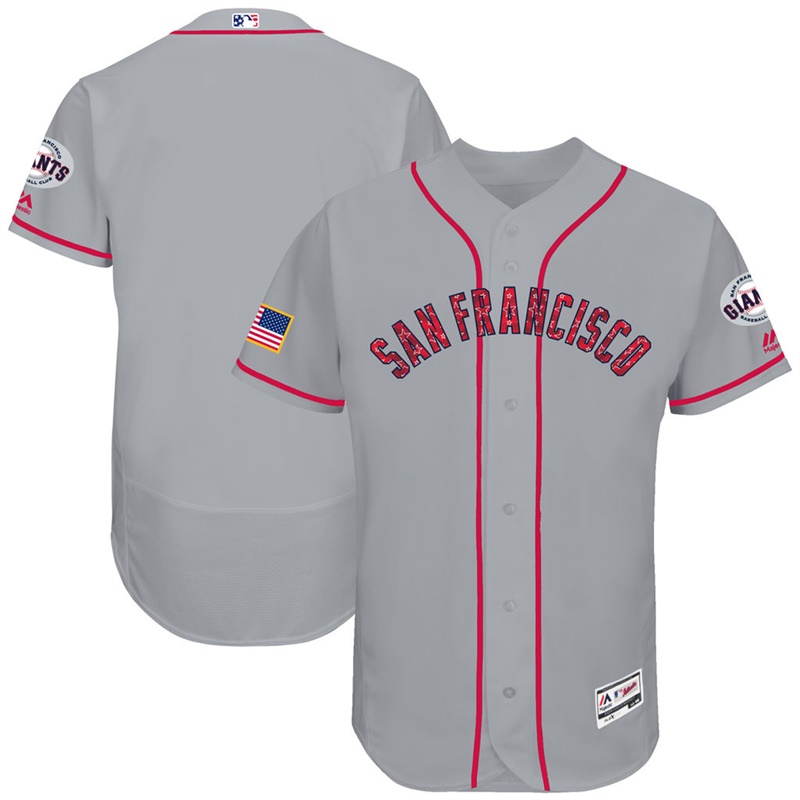 Independence Day Men San Francisco Giants Gray 2017 Stars & Stripes Flex Base Team Jersey